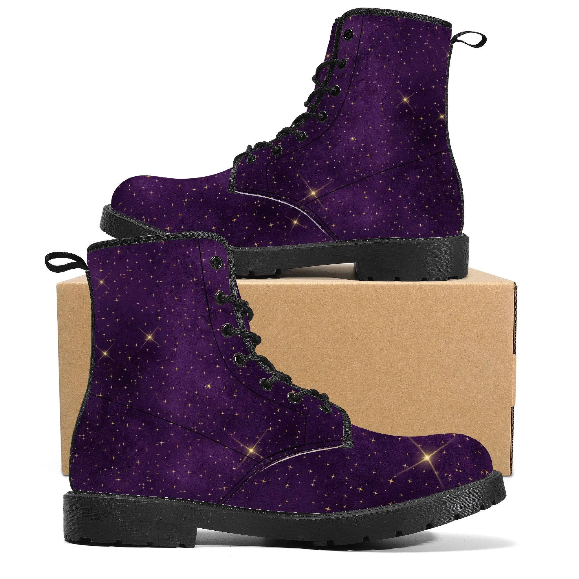 Purple Star Galaxy Vegan Leather Boots