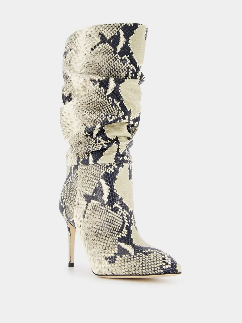 Python-Print Slouchy Leather Boots