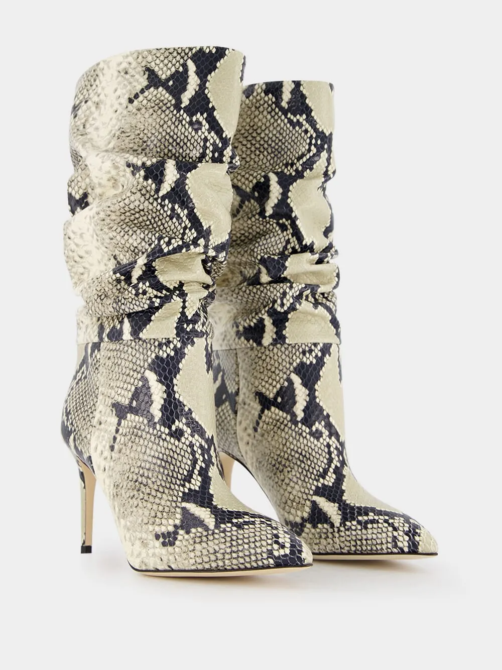 Python-Print Slouchy Leather Boots