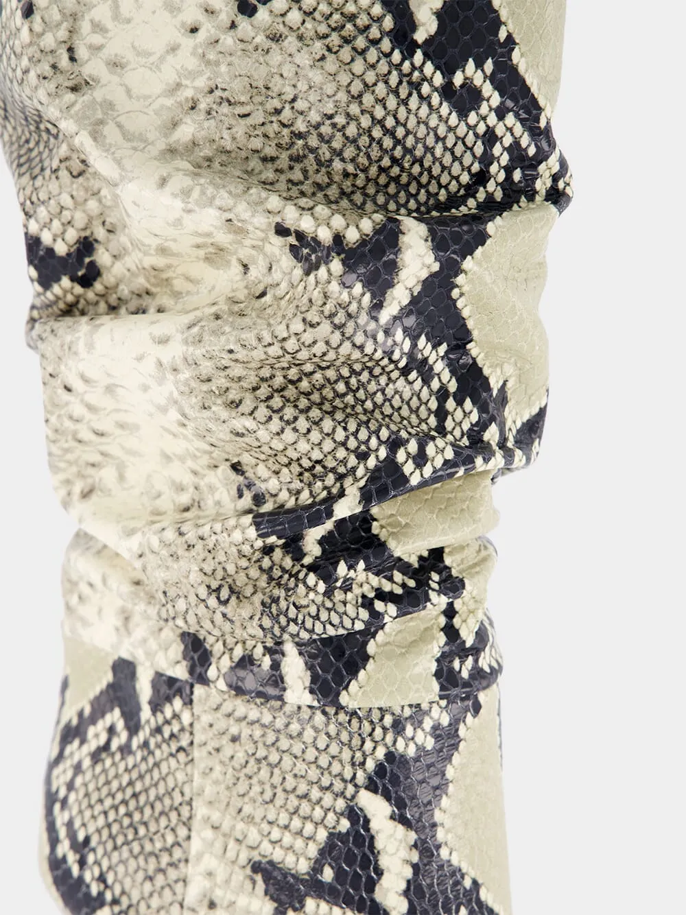 Python-Print Slouchy Leather Boots