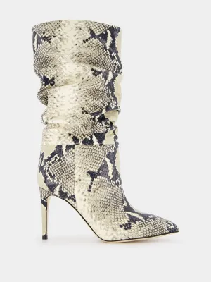 Python-Print Slouchy Leather Boots