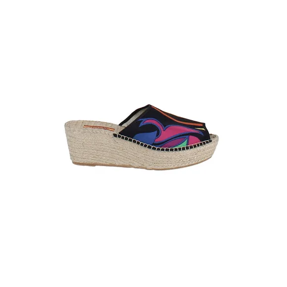 Respoke Women's SALMA Wedge Espadrilles Slide Sandals Black 37/7