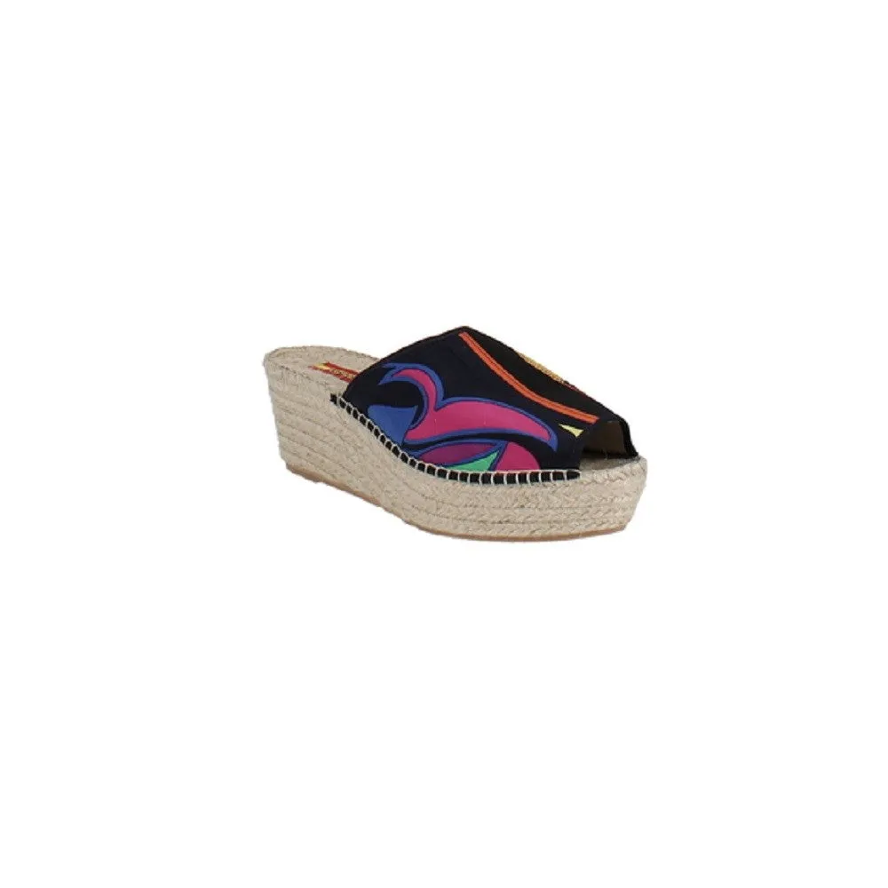 Respoke Women's SALMA Wedge Espadrilles Slide Sandals Black 37/7