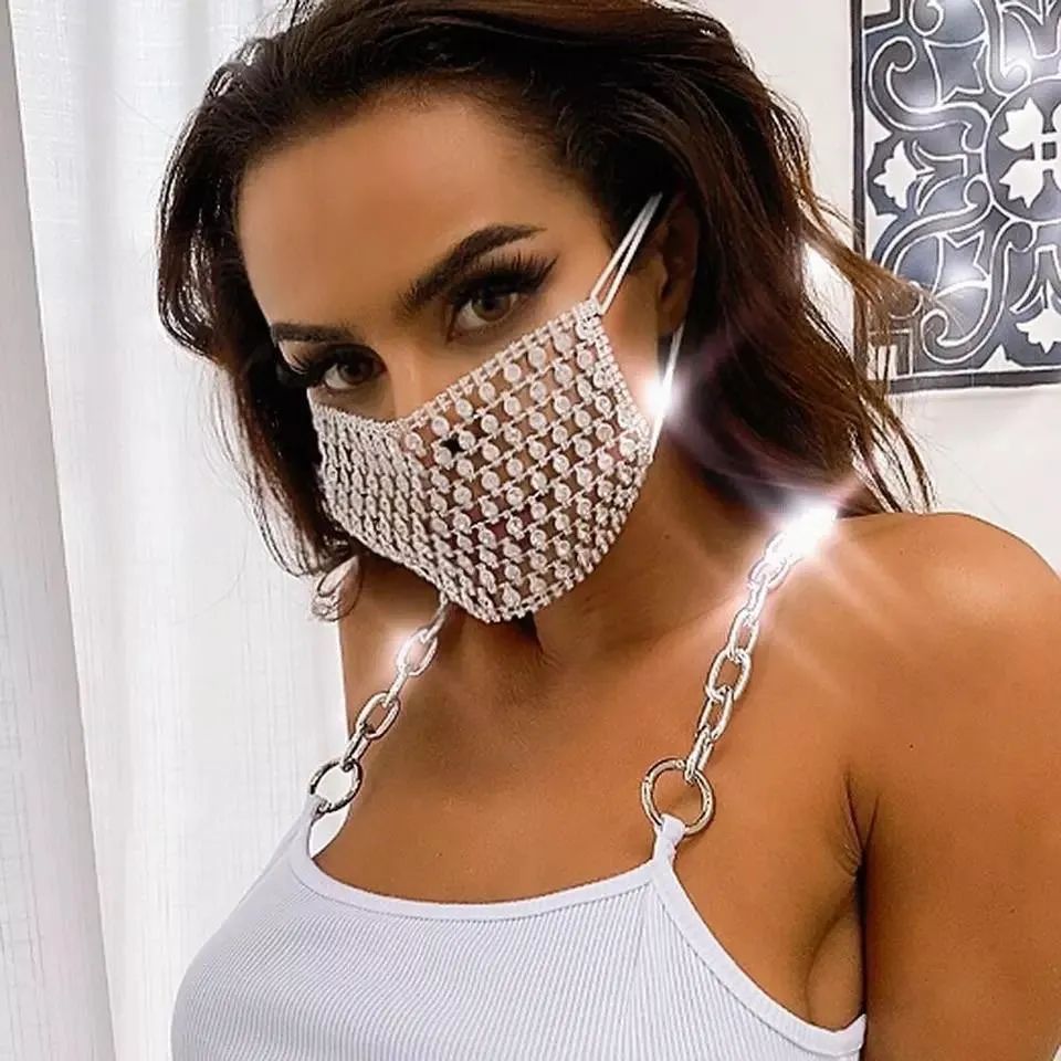 Rhinestone Face Mask