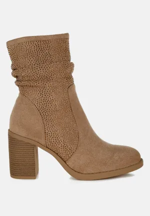 Rhinestone Studded Slouchy Ankle Boots By RAG