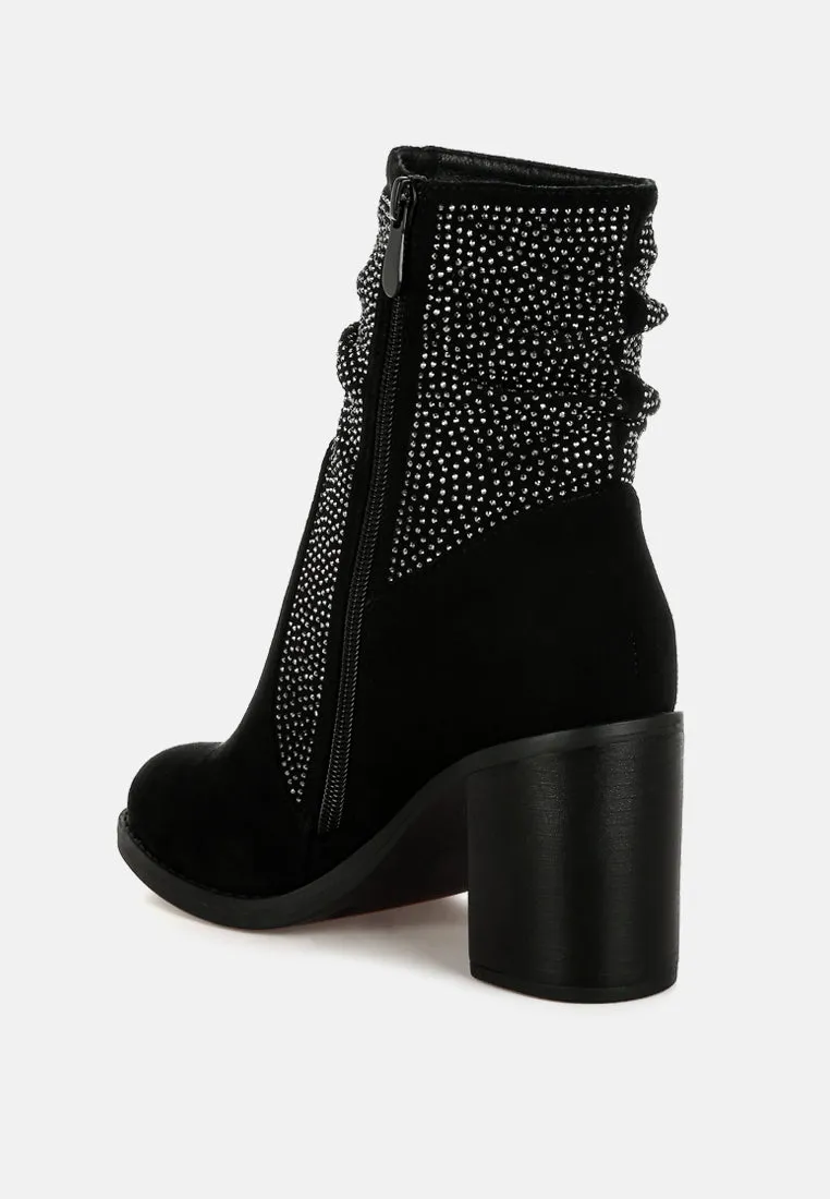 Rhinestone Studded Slouchy Ankle Boots By RAG