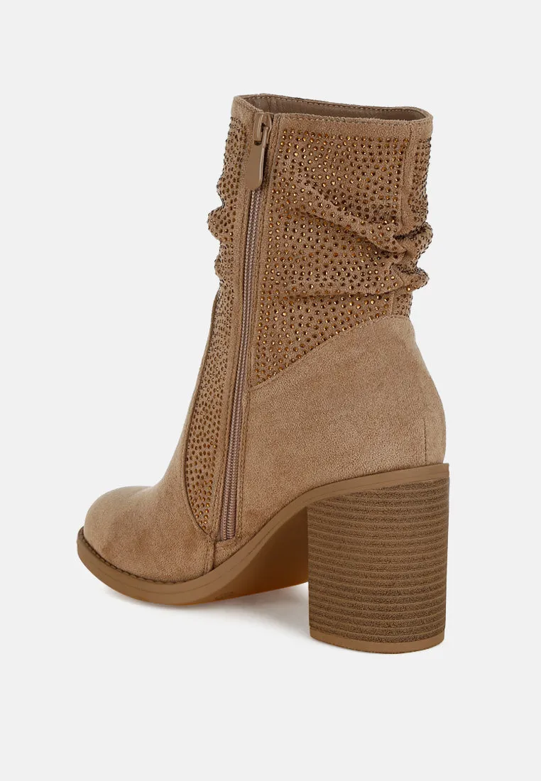 Rhinestone Studded Slouchy Ankle Boots By RAG