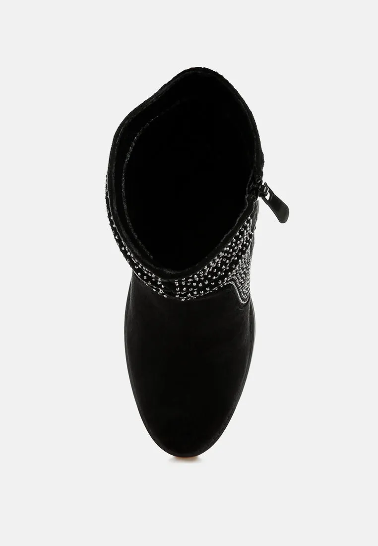 Rhinestone Studded Slouchy Ankle Boots By RAG