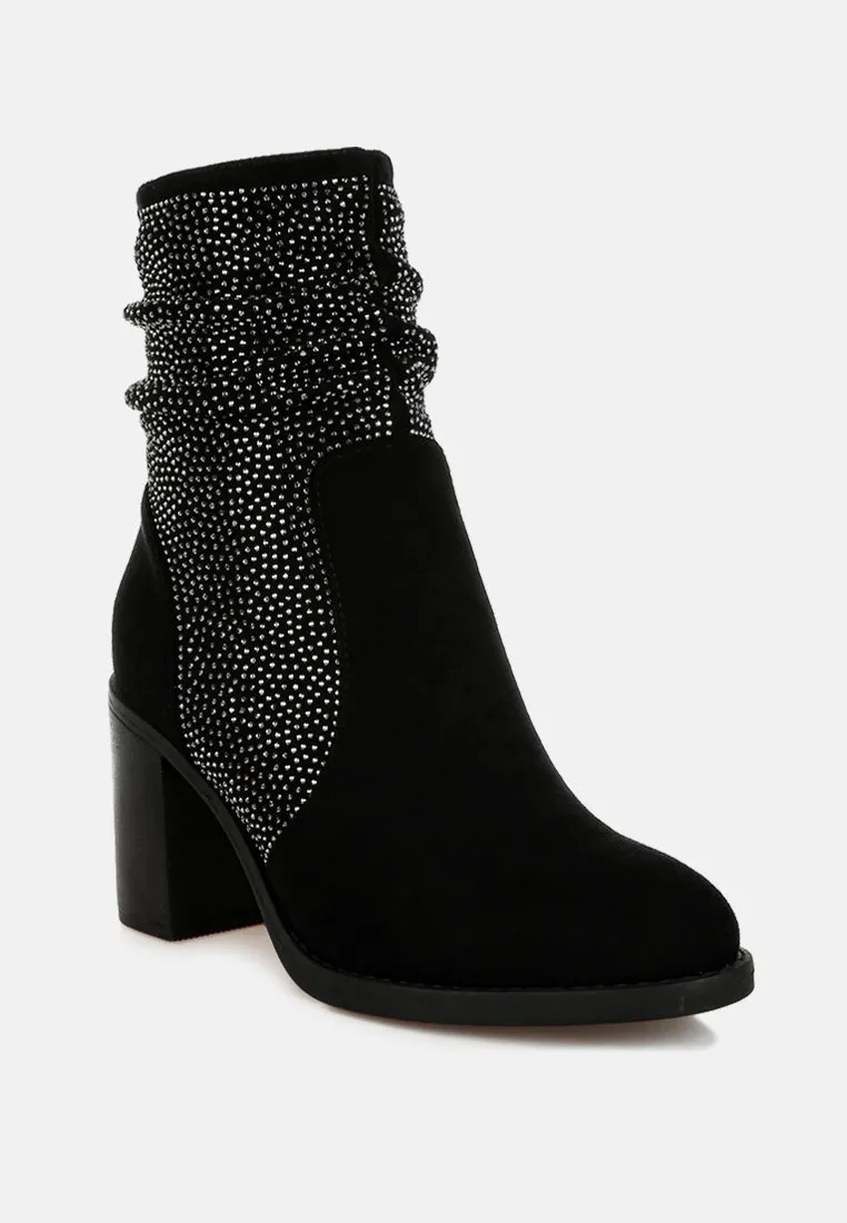 Rhinestone Studded Slouchy Ankle Boots By RAG