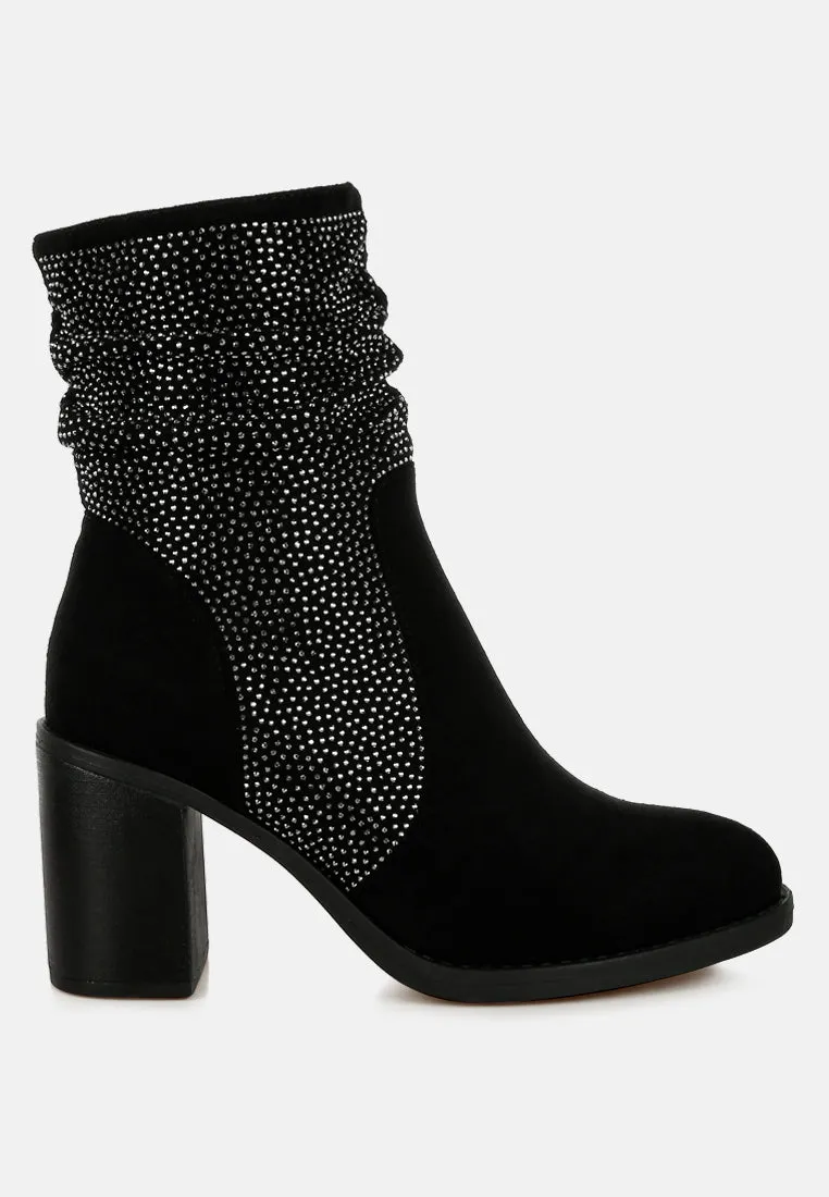 Rhinestone Studded Slouchy Ankle Boots By RAG