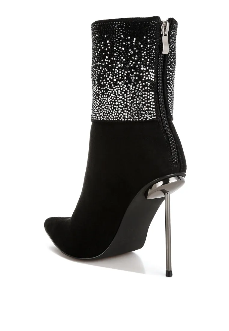 Rhinestones Embellished Foldover Boots By RUW