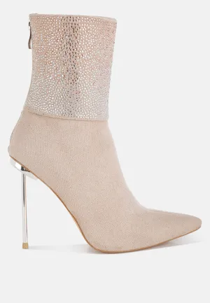 Rhinestones Embellished Foldover Boots By RUW