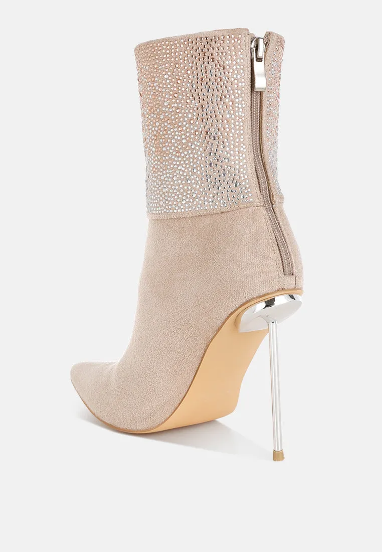 Rhinestones Embellished Foldover Boots By RUW