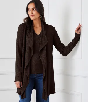 Ribbed Drape Front Cardigan
