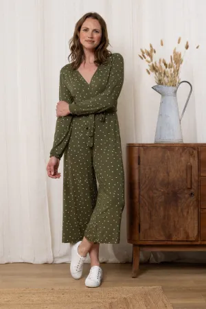Riley Ditsy Print Wide-Leg Jersey Jumpsuit