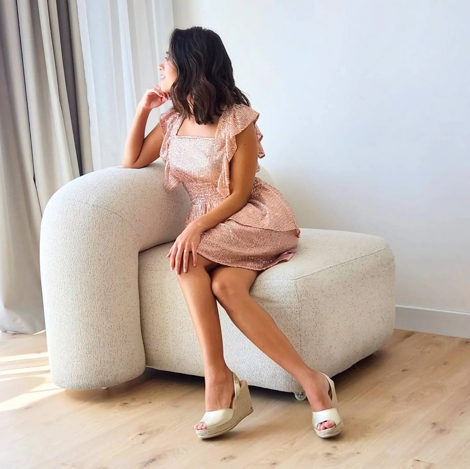Roxy Espadrille Wedge in Champagne