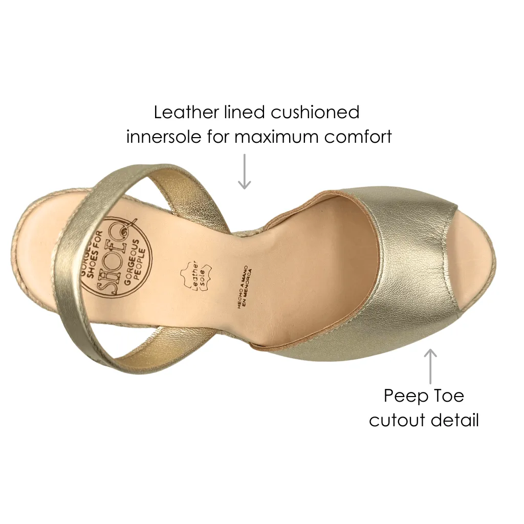 Roxy Espadrille Wedge in Champagne