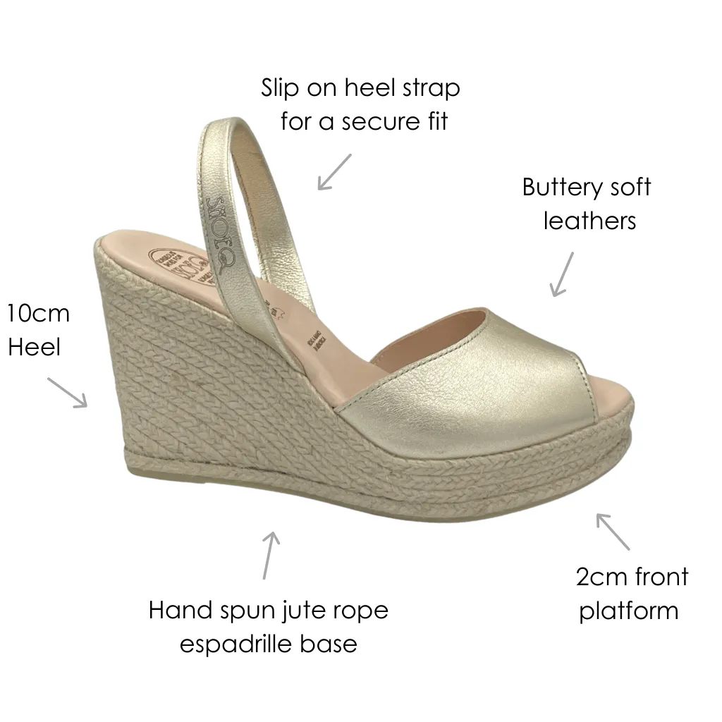 Roxy Espadrille Wedge in Champagne