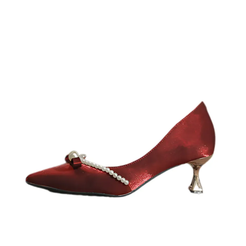 Satin Bow Pointed-Toe Heels