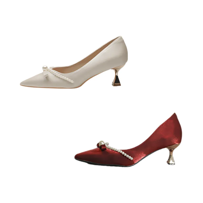 Satin Bow Pointed-Toe Heels