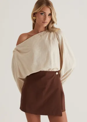 Savana Denim Skort - Choc
