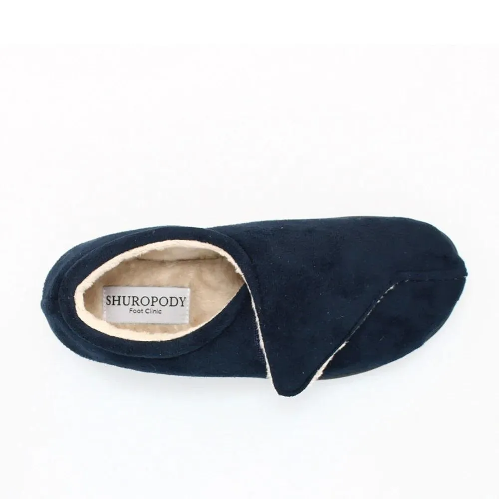 Shuropody Georgina Wide Fit Women's Velcro Fastening Slipper - Navy