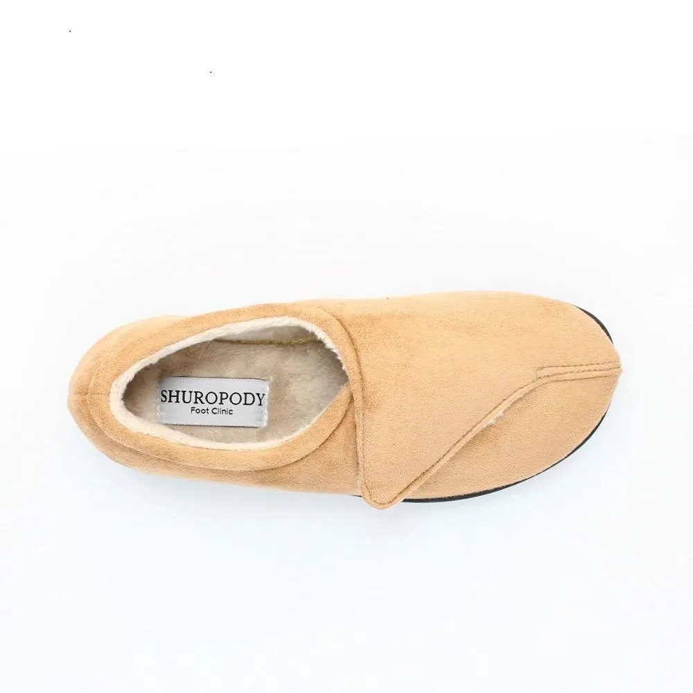 Shuropody Georgina Wide Fit Women's Velcro Fastening Slipper - Tan