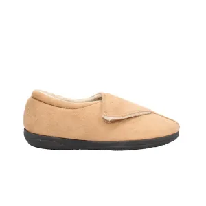 Shuropody Georgina Wide Fit Women's Velcro Fastening Slipper - Tan