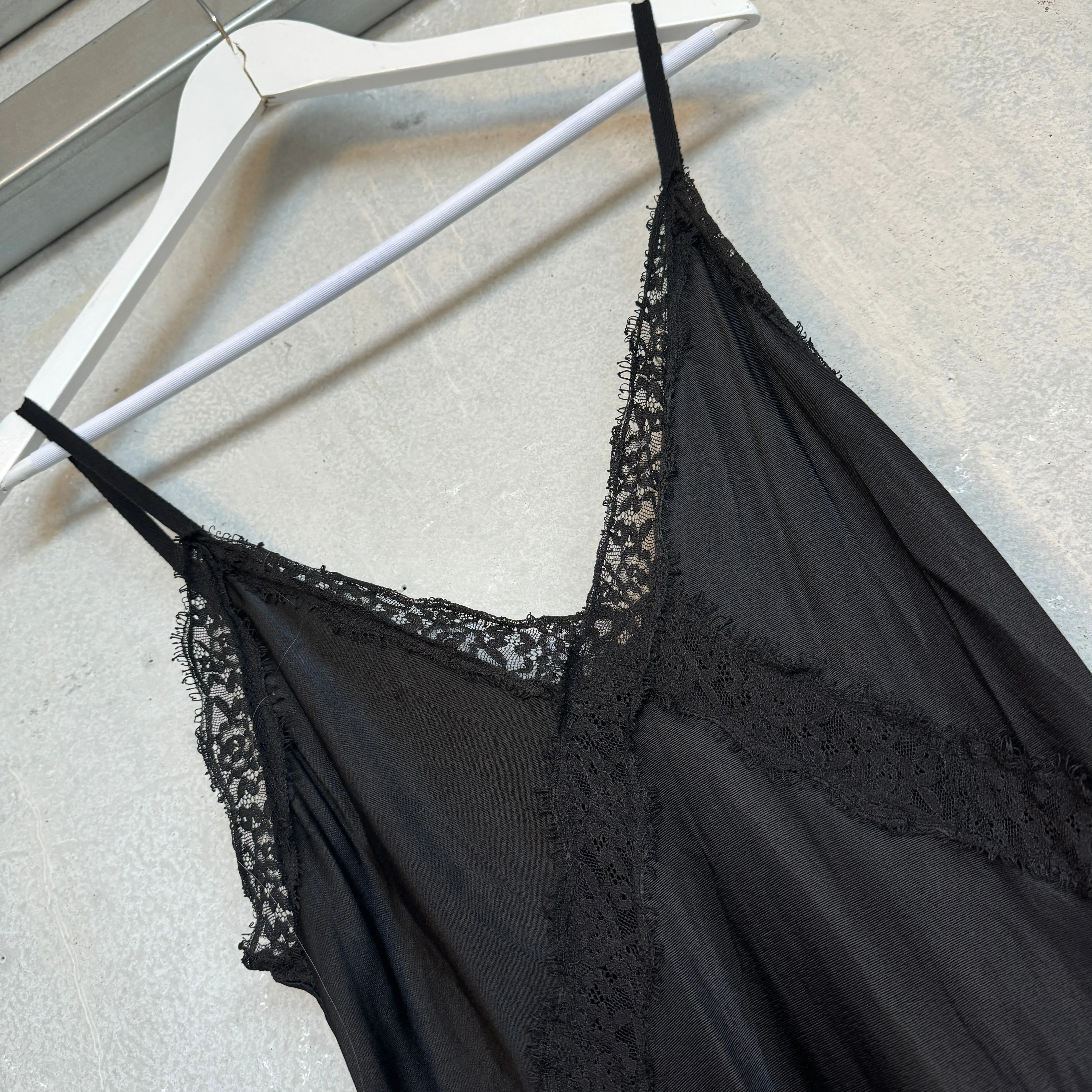Sienna Lace Satin Slip dress BLACK