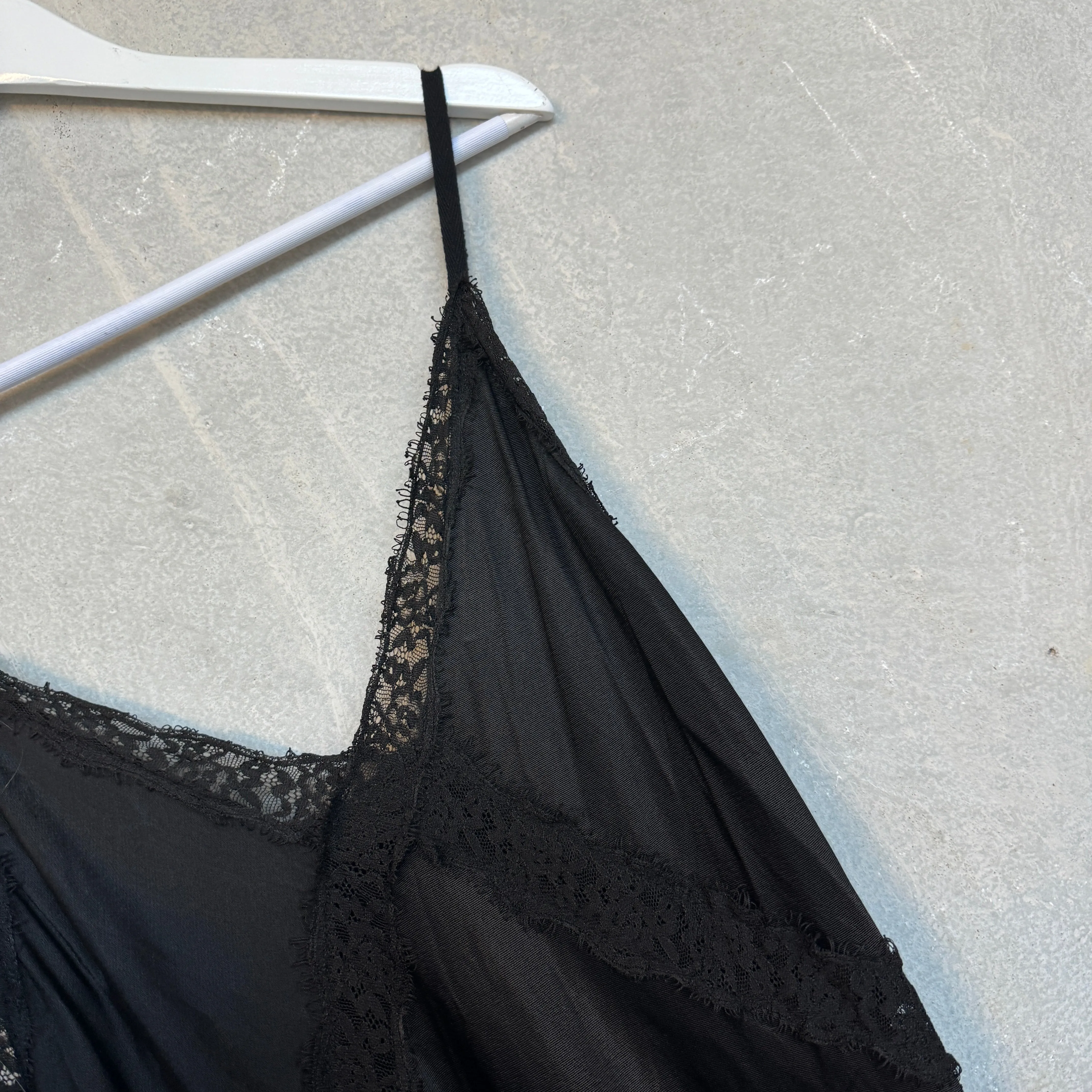 Sienna Lace Satin Slip dress BLACK