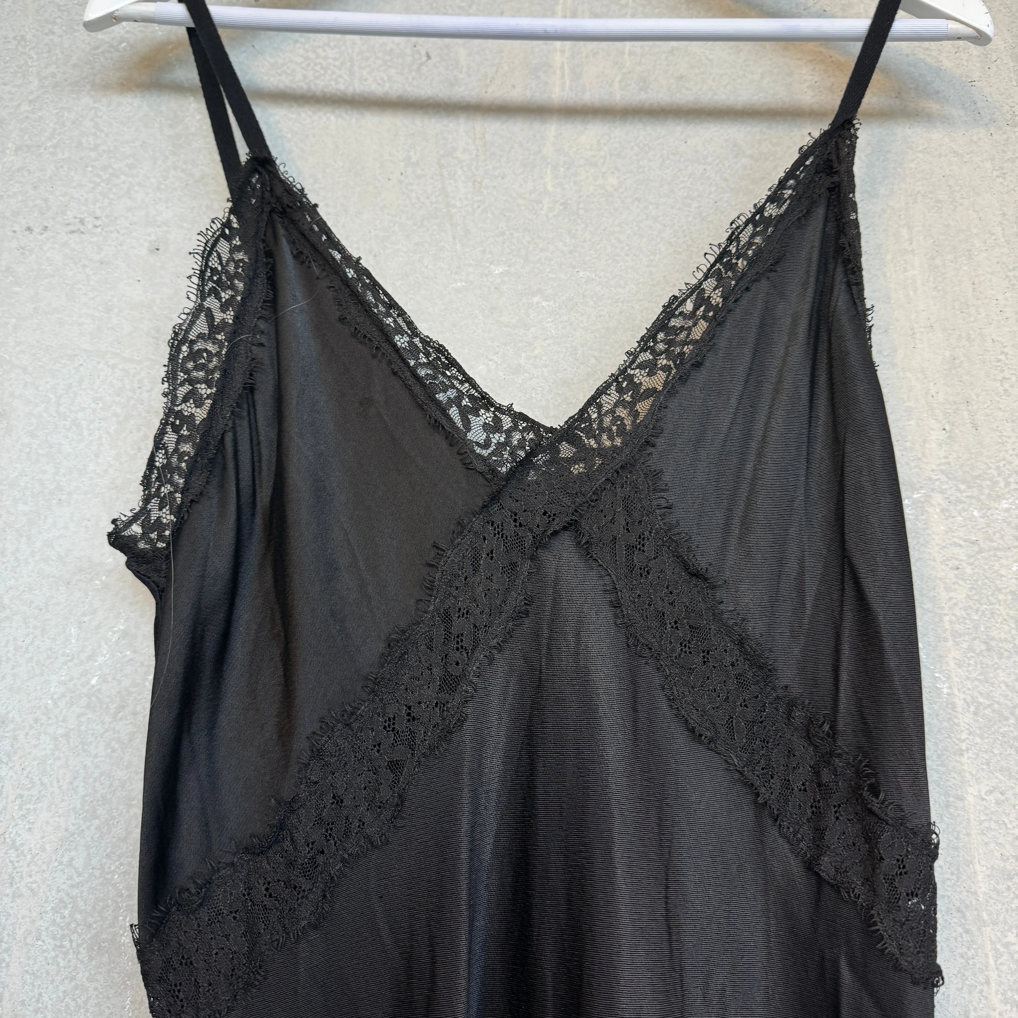 Sienna Lace Satin Slip dress BLACK