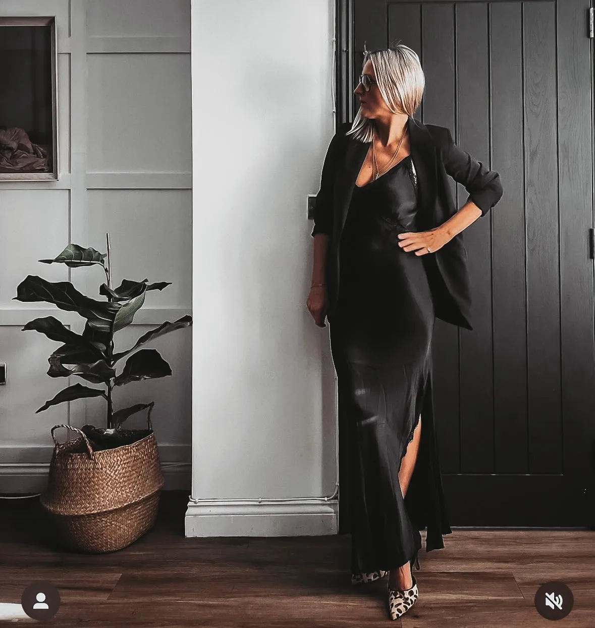 Sienna Lace Satin Slip dress BLACK