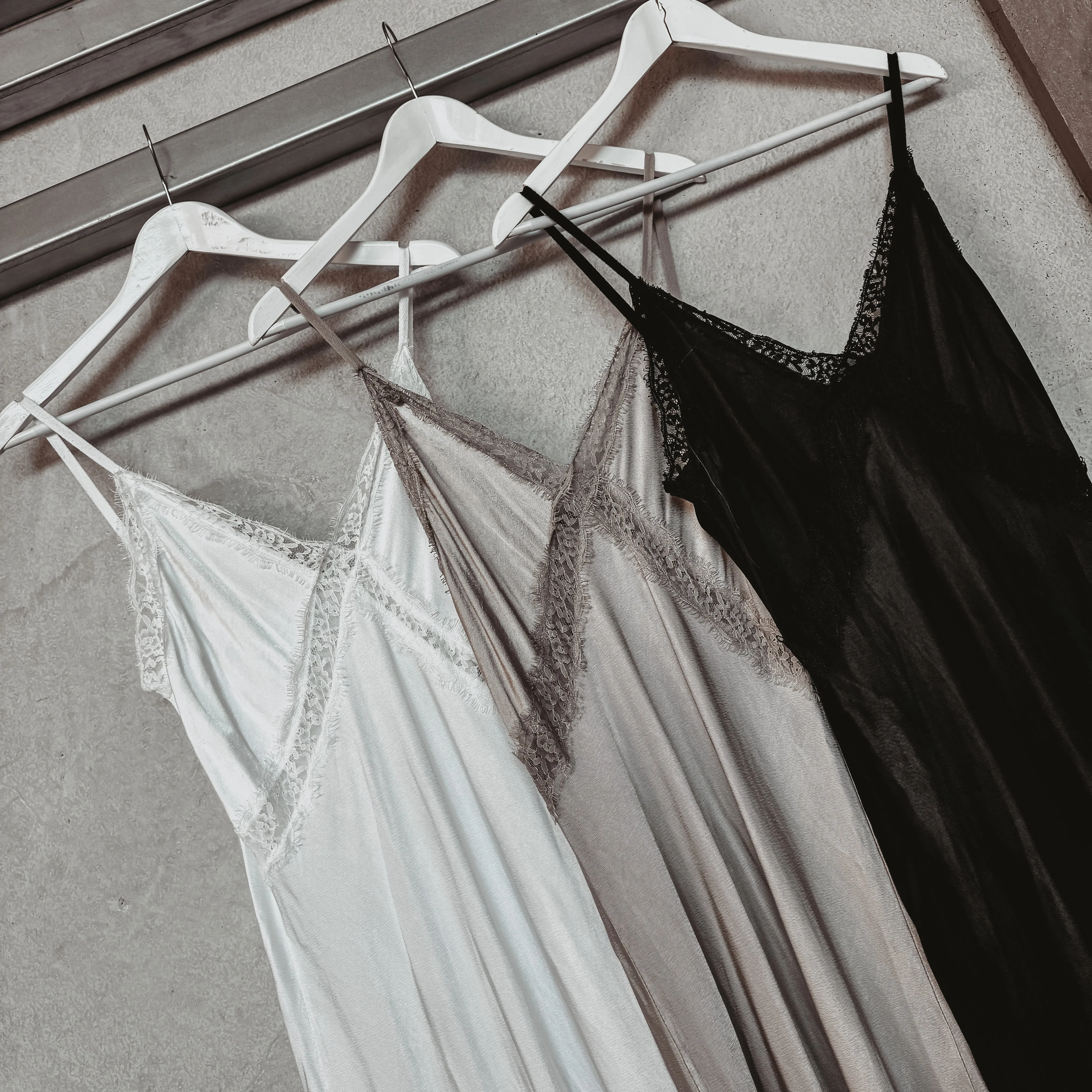 Sienna Lace Satin Slip dress BLACK