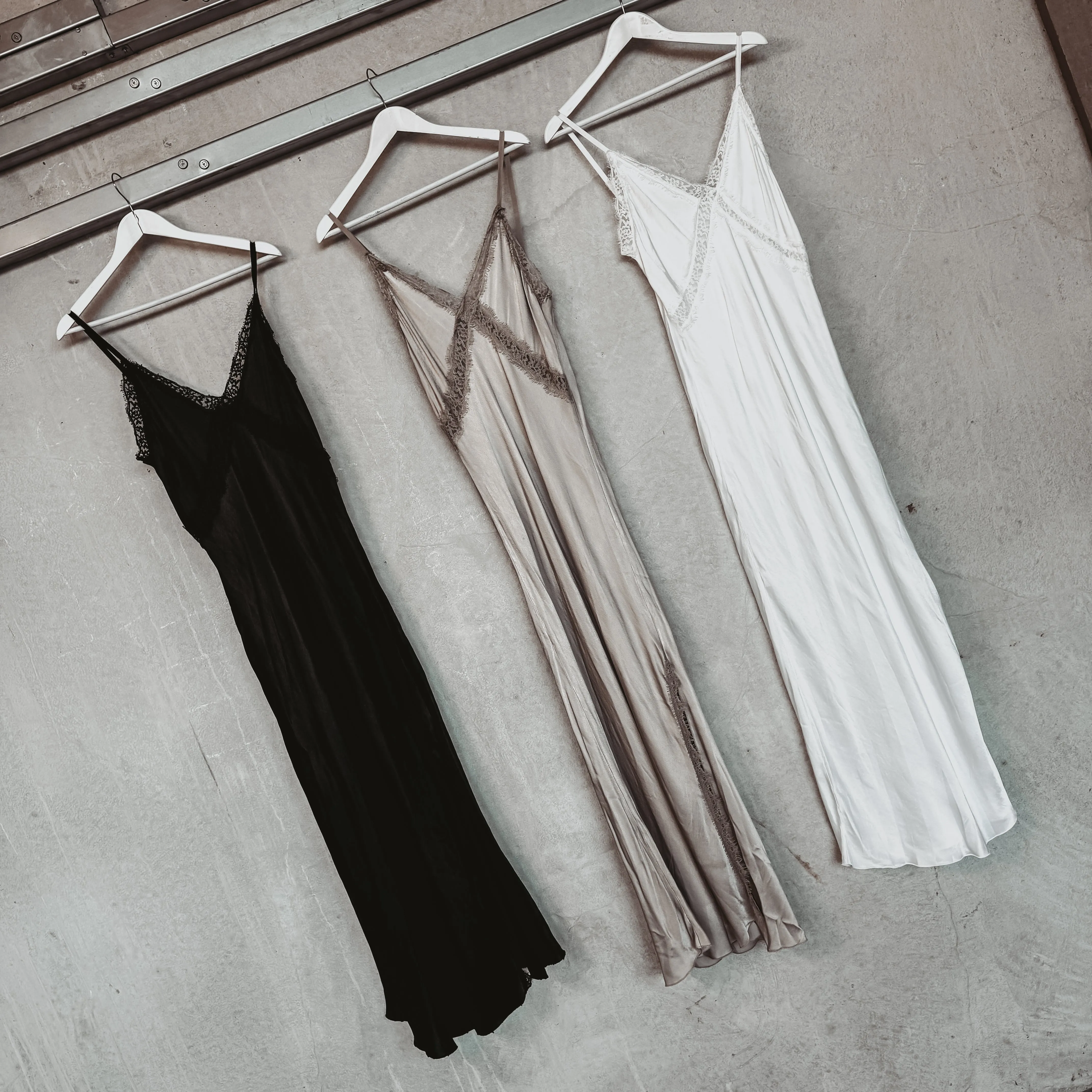 Sienna Lace Satin Slip dress BLACK