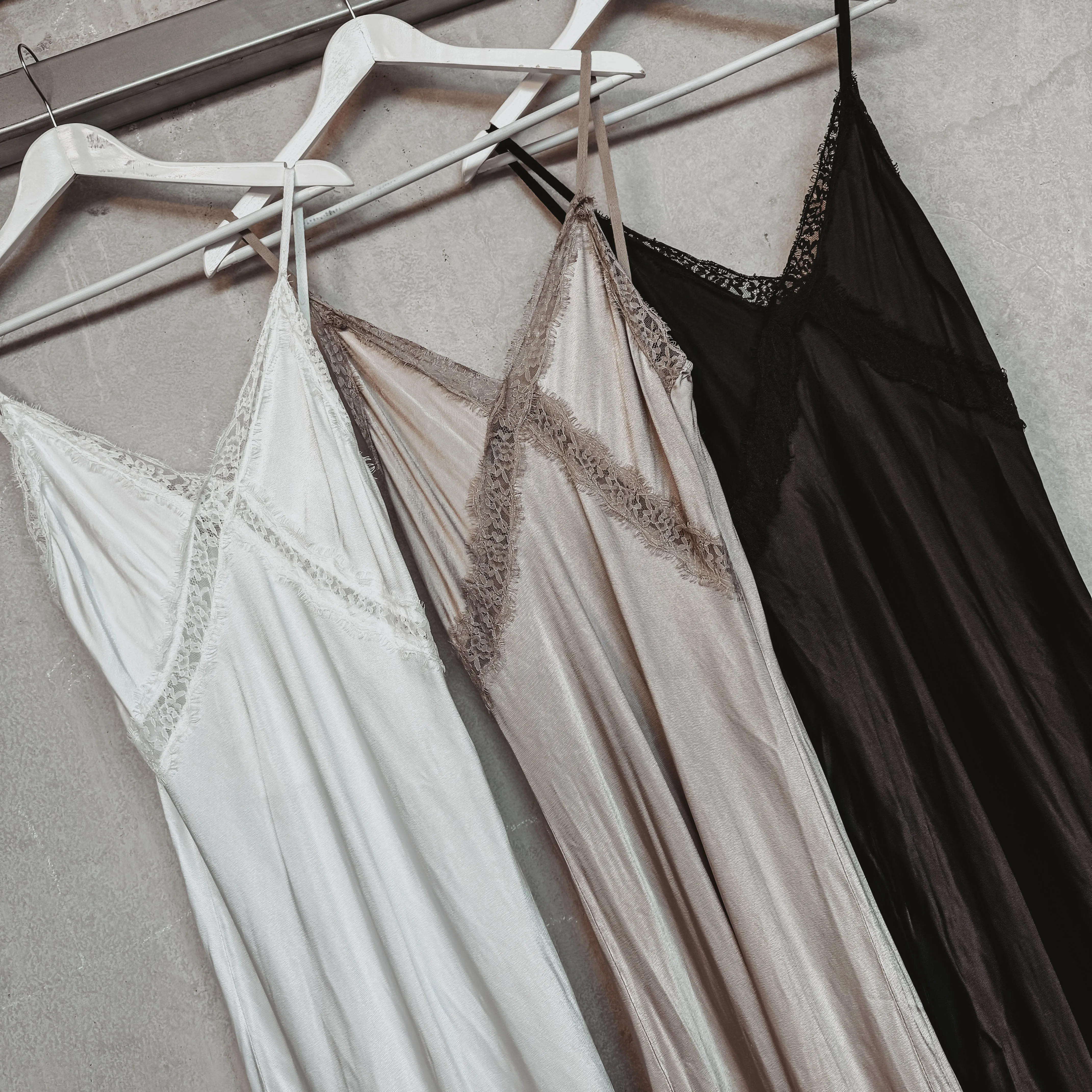 Sienna Lace Satin Slip dress BLACK