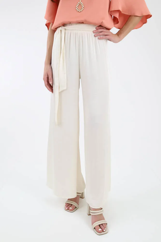 Silk Tie Waist Pants -Green