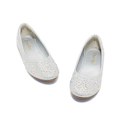 Silver Glitter Dress Shoes: Nina-100 Ballet Flats for Big Girls
