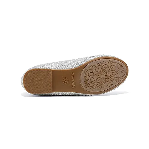 Silver Glitter Dress Shoes: Nina-100 Ballet Flats for Big Girls