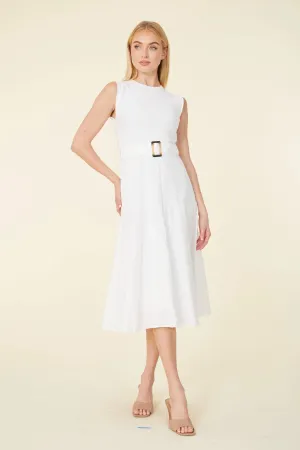 Sleeveless Midi Dress in White
