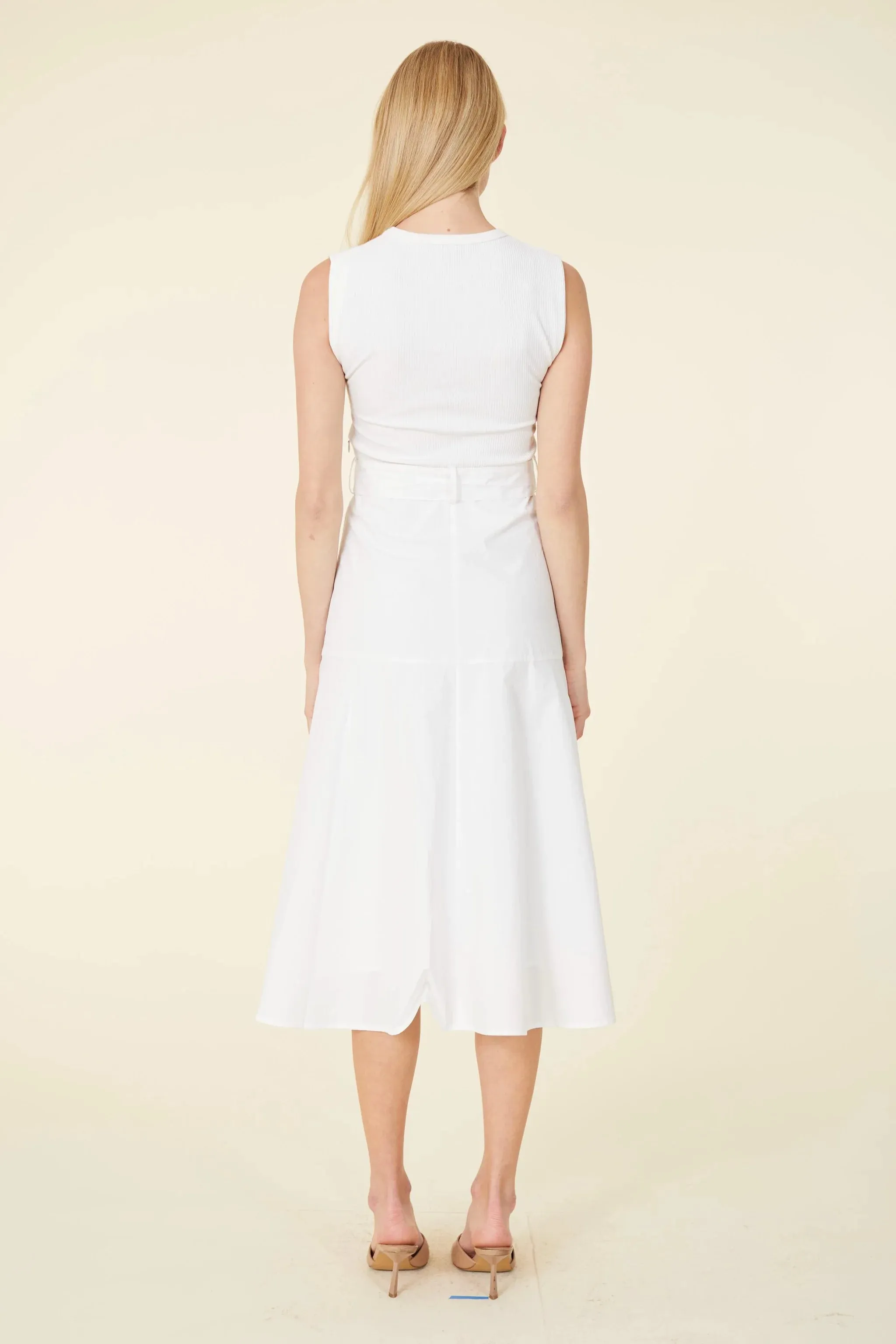 Sleeveless Midi Dress in White