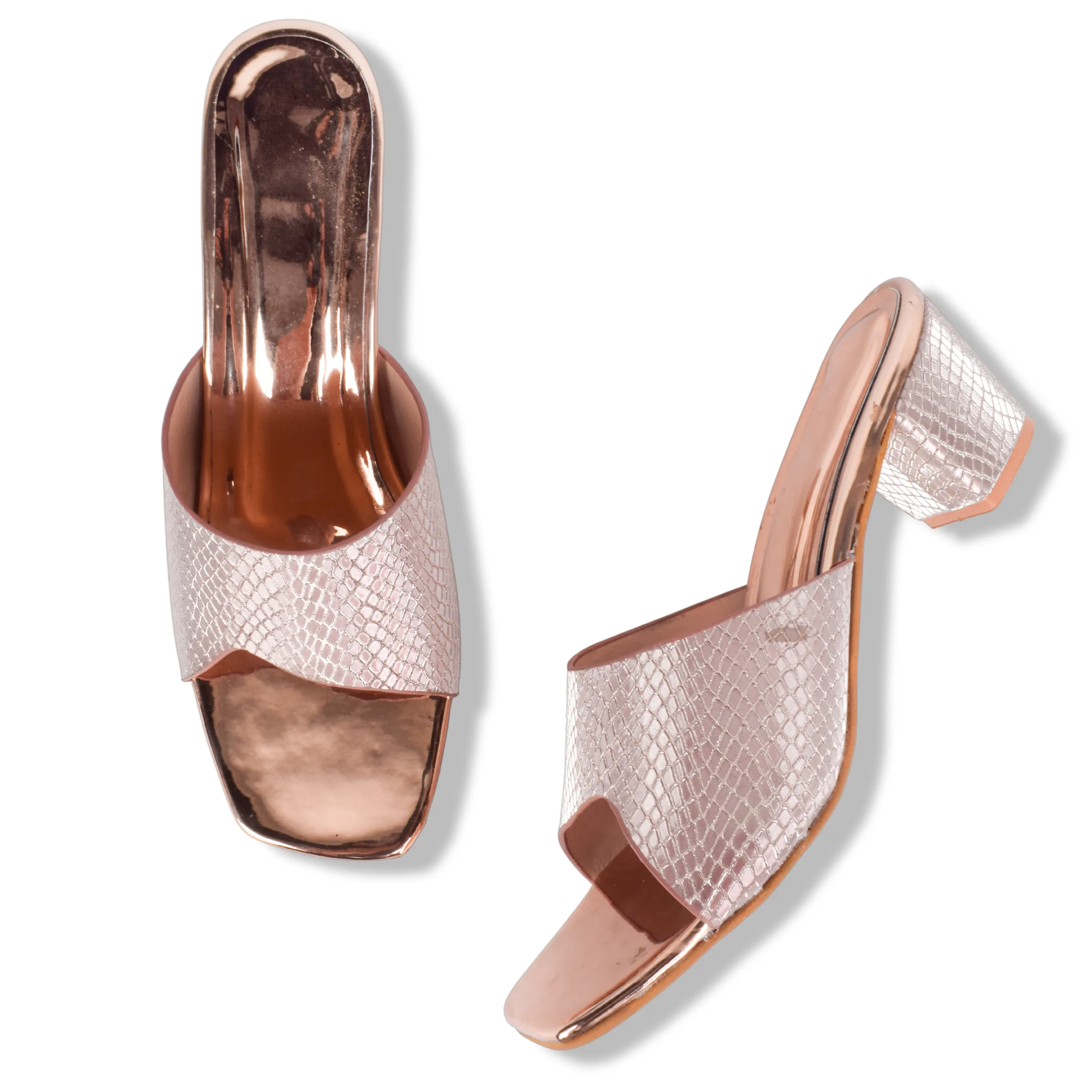 Sophisticated & Glamorous Textured Block Heels Slippers