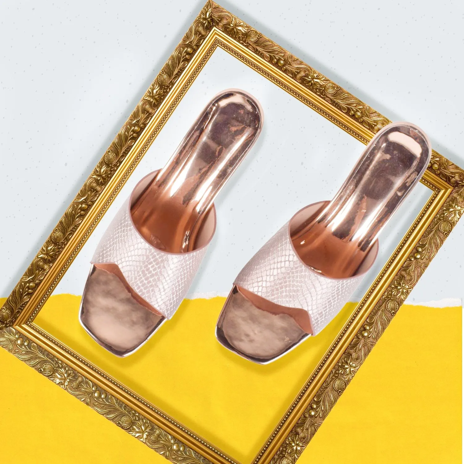 Sophisticated & Glamorous Textured Block Heels Slippers