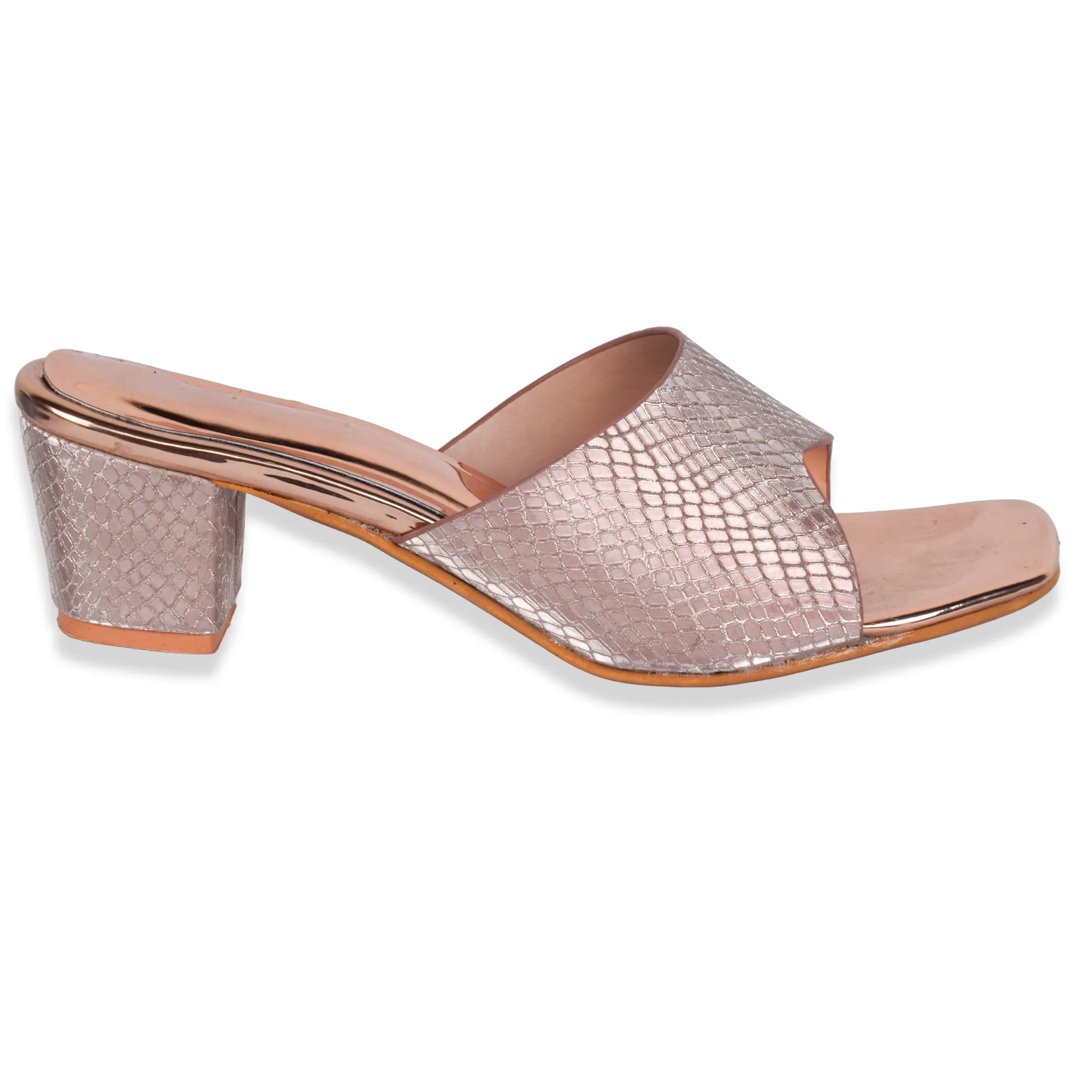 Sophisticated & Glamorous Textured Block Heels Slippers