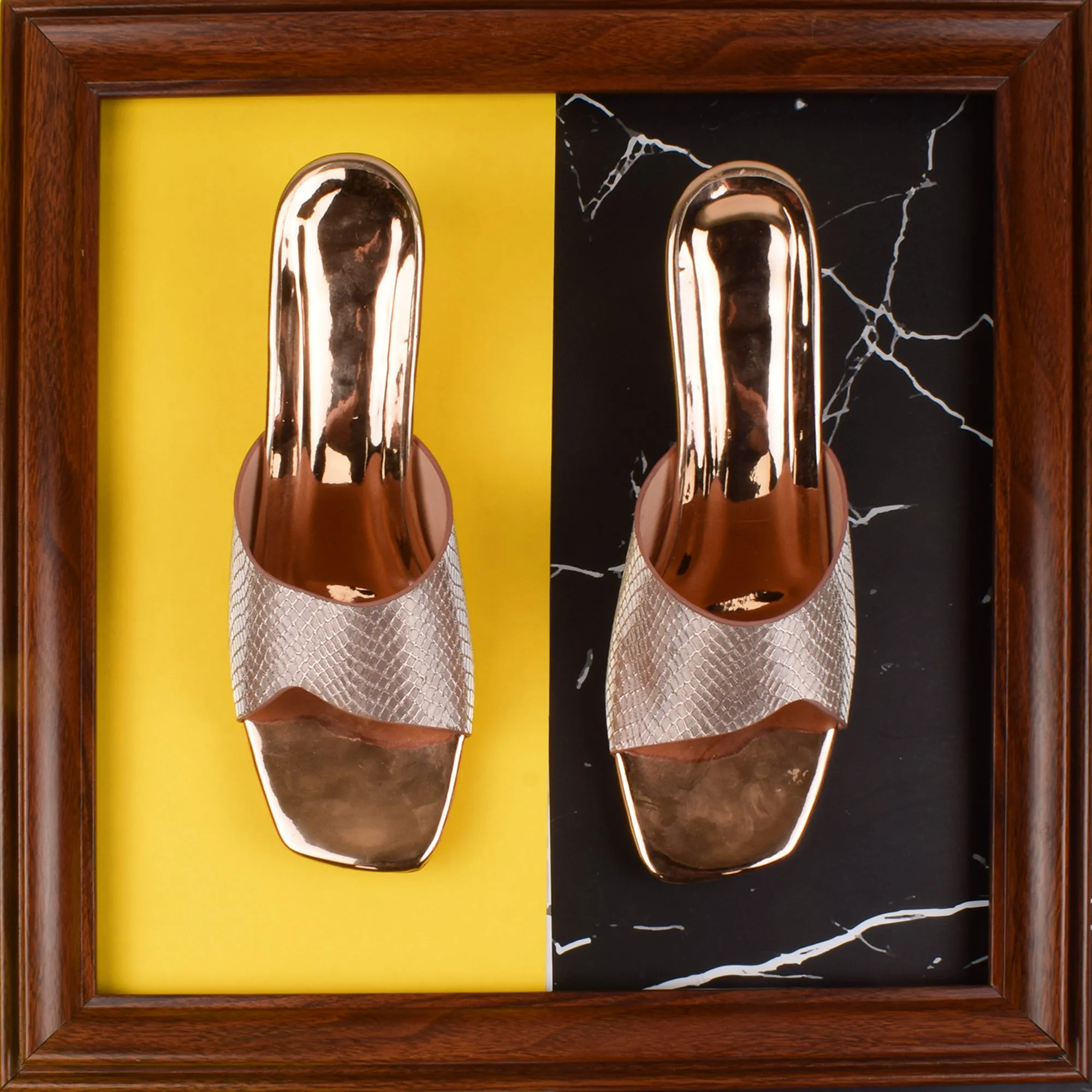 Sophisticated & Glamorous Textured Block Heels Slippers
