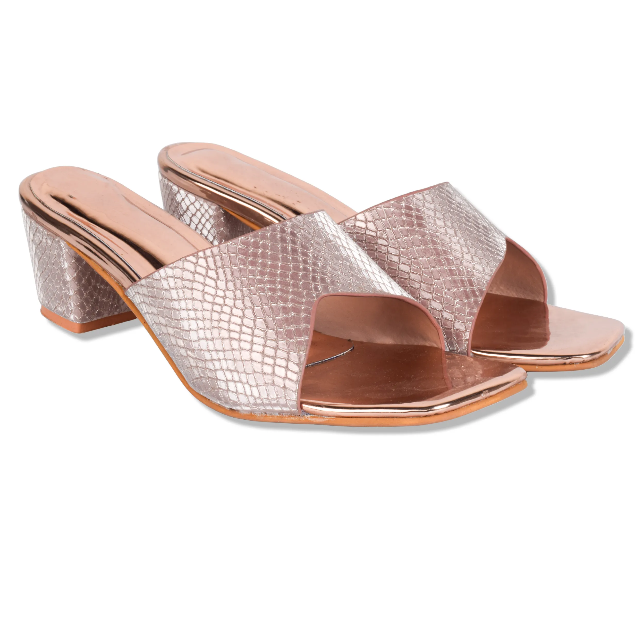 Sophisticated & Glamorous Textured Block Heels Slippers