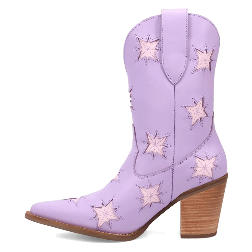 Starburst Tooled Inlay Snip Toe Pull On Cowboy Booties