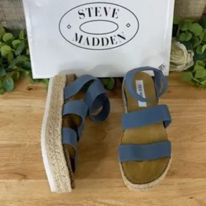 Steve Madden Blue Kimmie Flatform Espadrille Sandals 7M