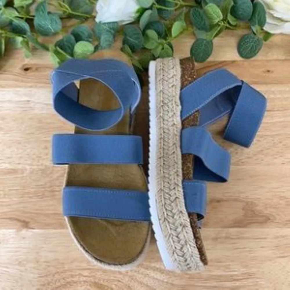 Steve Madden Blue Kimmie Flatform Espadrille Sandals 7M
