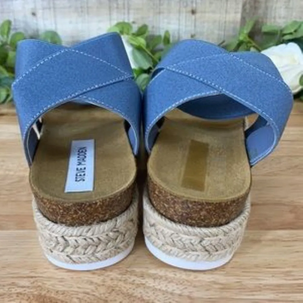 Steve Madden Blue Kimmie Flatform Espadrille Sandals 7M