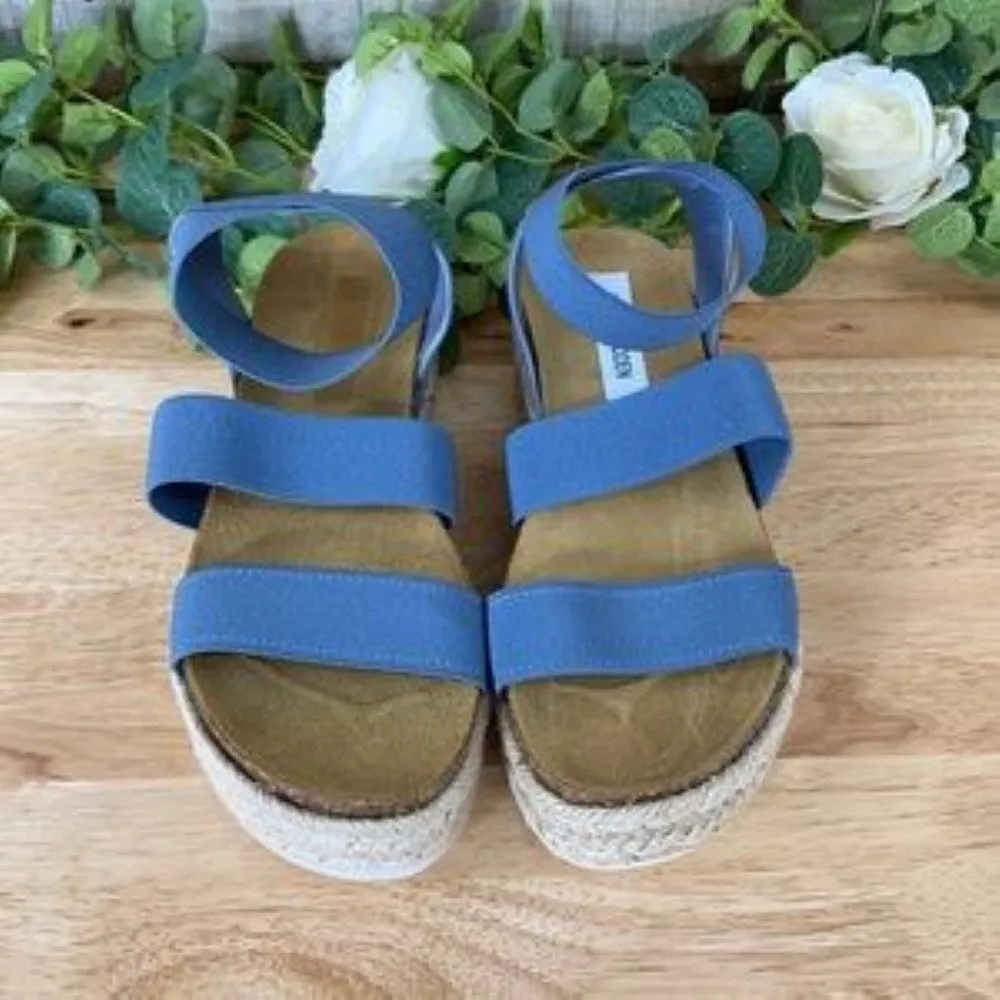 Steve Madden Blue Kimmie Flatform Espadrille Sandals 7M
